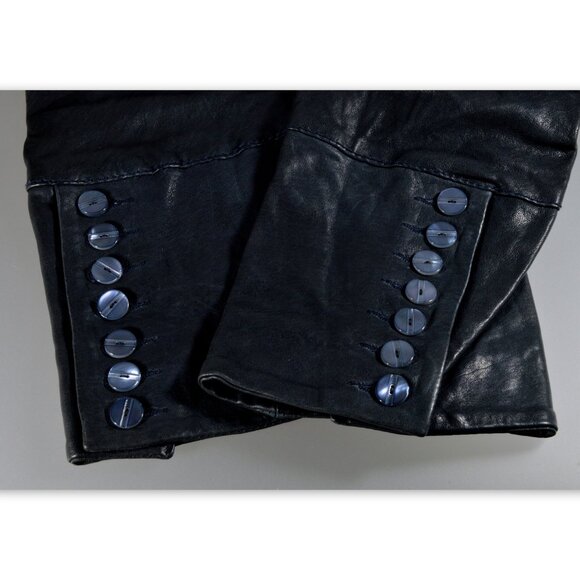 NWOT Patrizia Pepe Firenze Blue Leather Pants Size 42 - Picture 9 of 12